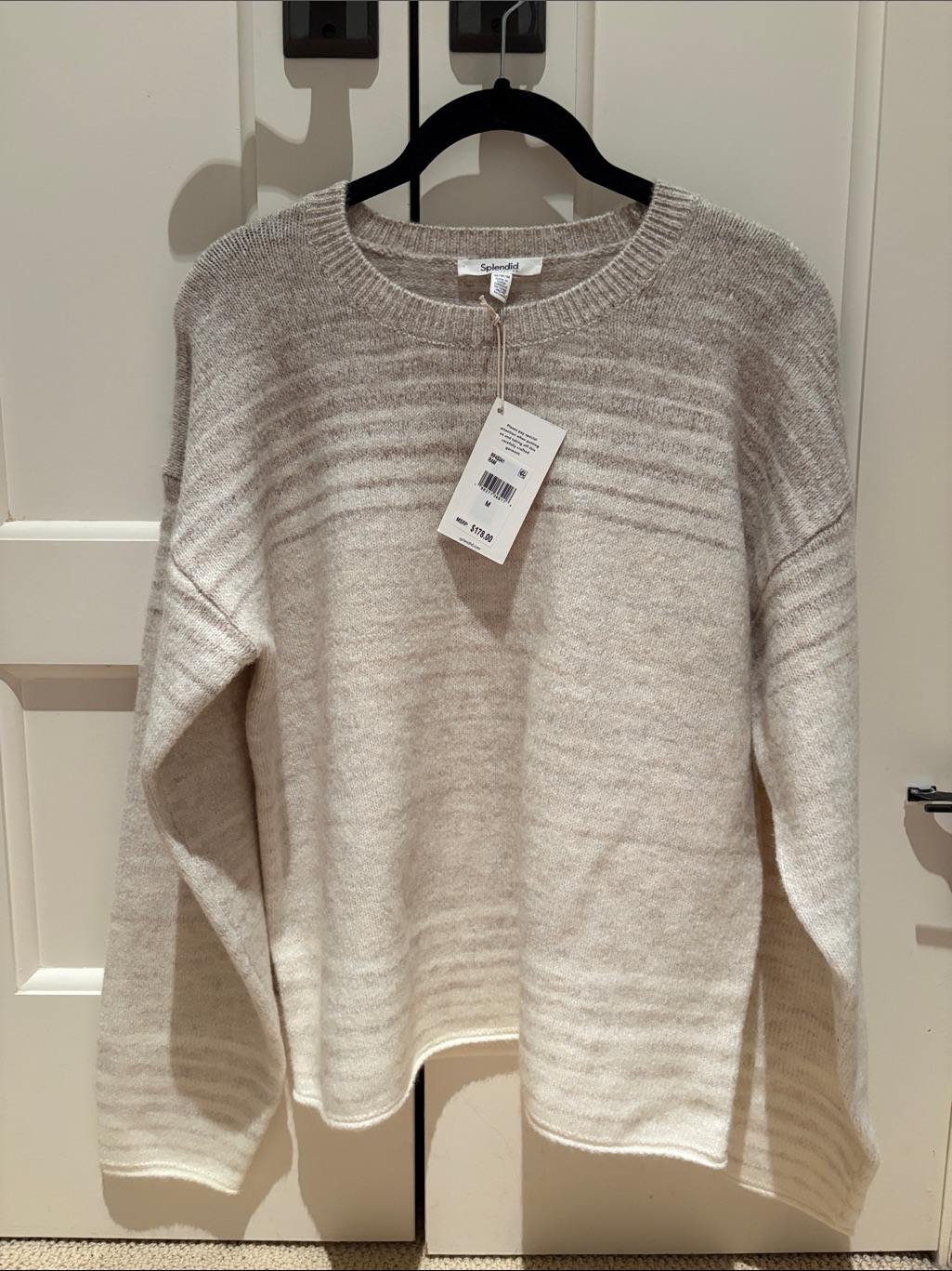 Nwt Splendid Cream And Light Taupe Crewneck Sweater